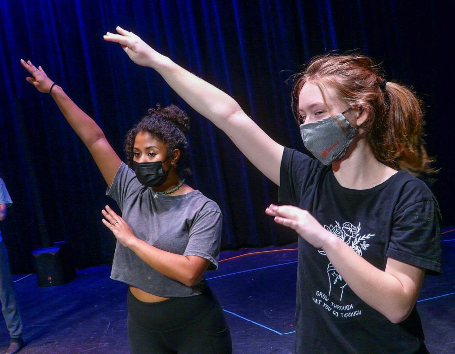 Rakelle Felder (L) and Baylee Foreman (R) rehearse choreography in True Blood Brothers 
