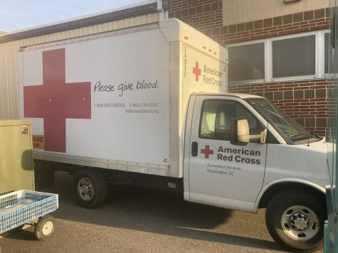 The American Red Cross arrived early on Tuesday morning to begin set-up for the blood drive.