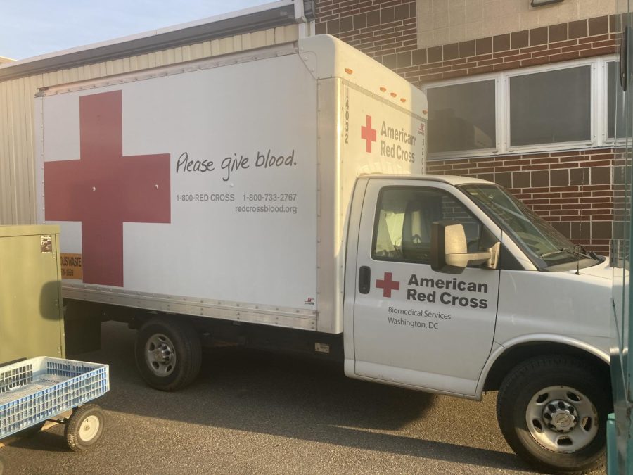 The+American+Red+Cross+arrived+early+on+Tuesday+morning+to+begin+set-up+for+the+blood+drive.