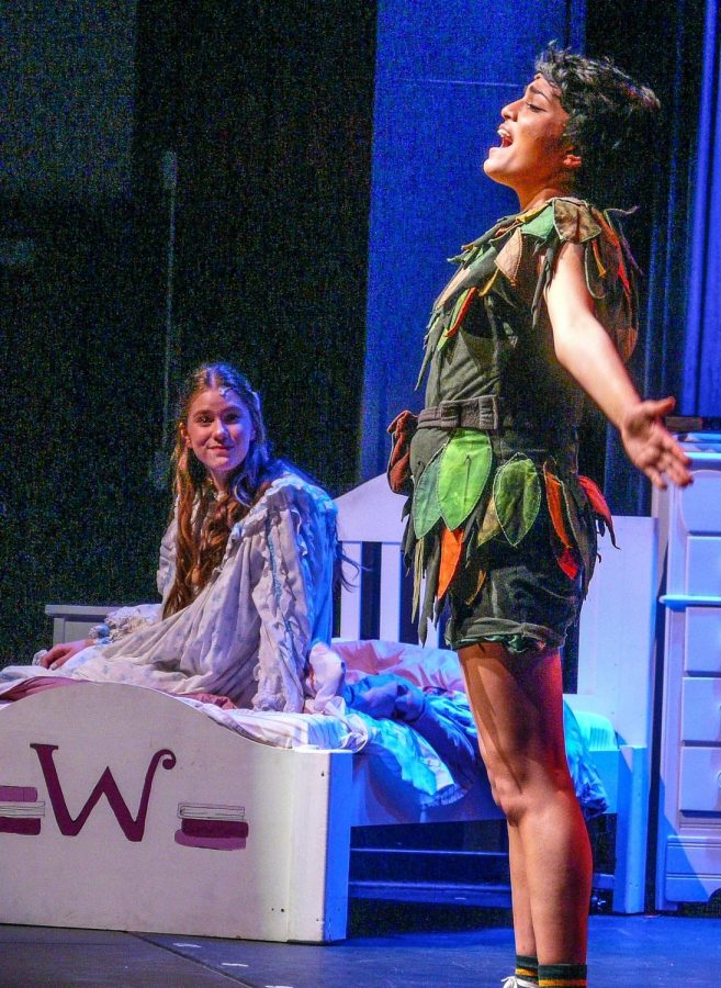 Swara Modi, right, performing in the lead role of this year's musical, Peter Pan.