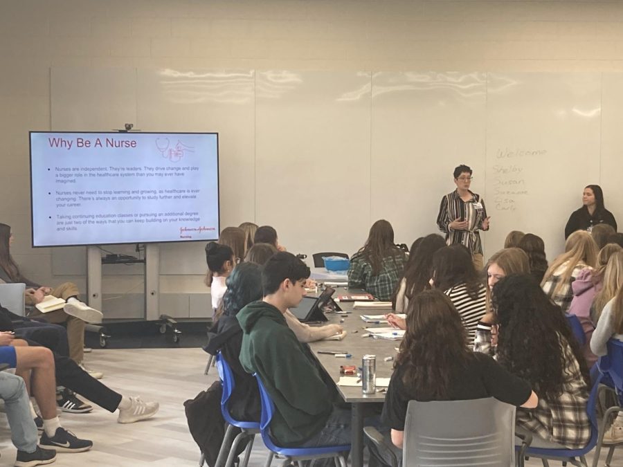 Representatives from Hunterdon Medical Center spoke to students about the medical profession in The Commons.