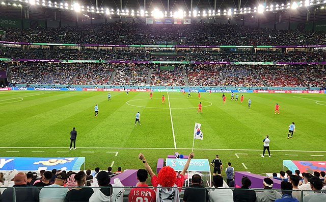 A 2022 World Cup match in Education City Stadium, located in Al Rayyan, Qatar.