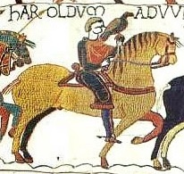 A depiction of Harold Godwinson, who served as the last Anglo-Saxon king of England. 
