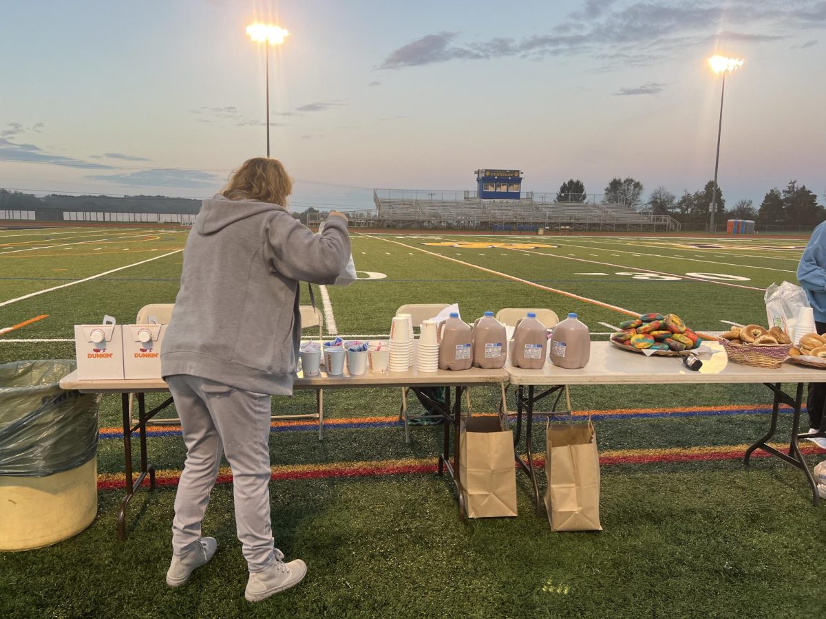 Student council was up bright and early to set up the breakfast and side activities. 