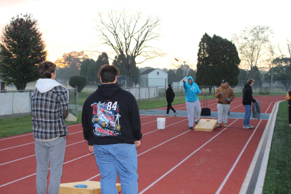 If students did not want to sit, activities such as corn hole were provided. This allowed for a competitive competition between seniors. 