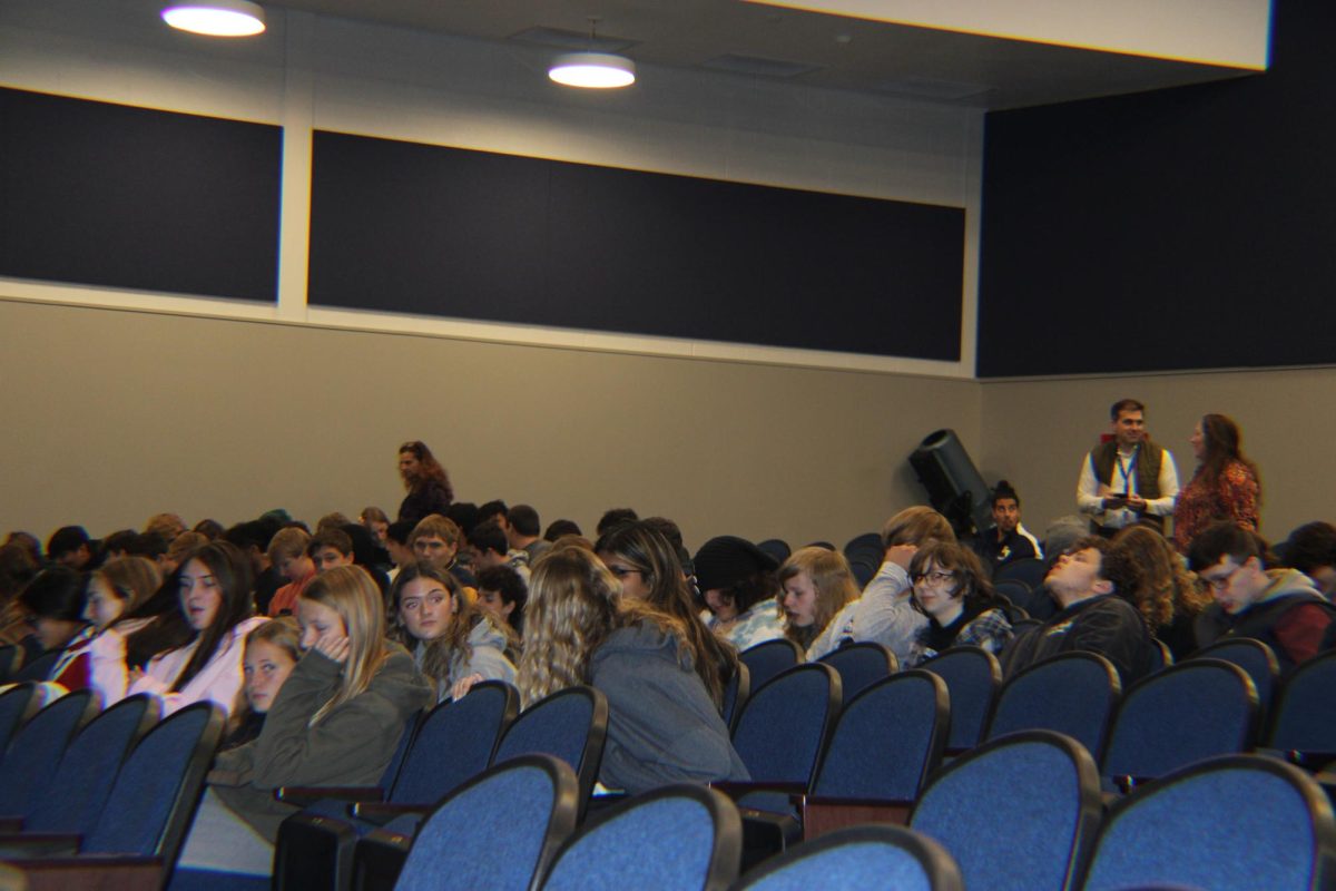 After all the fun on the football field, seniors had a meeting in the auditorium.  Students had surveys to fill out, and further talked about graduation. 