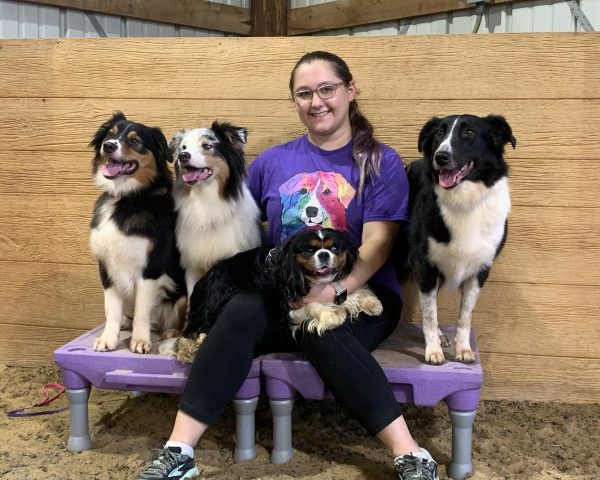 Kadence Melamud with her four dogs from left to right: Nyx, Pink, Luxe and Fyfe.