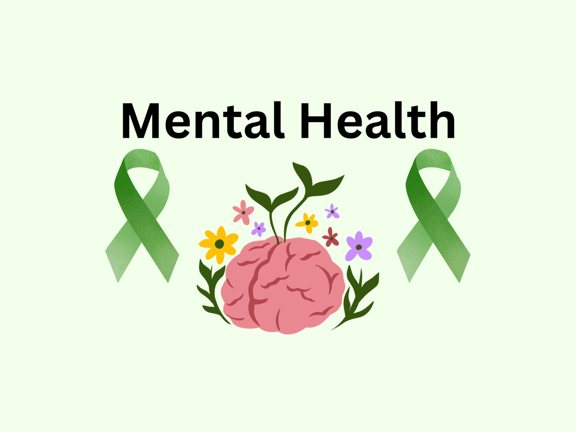 The green ribbon is a symbol for mental health awareness.