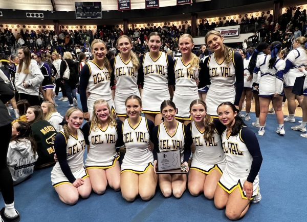 Del Val cheerleaders gathered together for their awards ceremony.