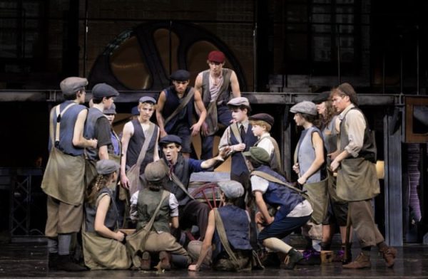 The newsboys plan to strike in Del Vals production of Newsies.