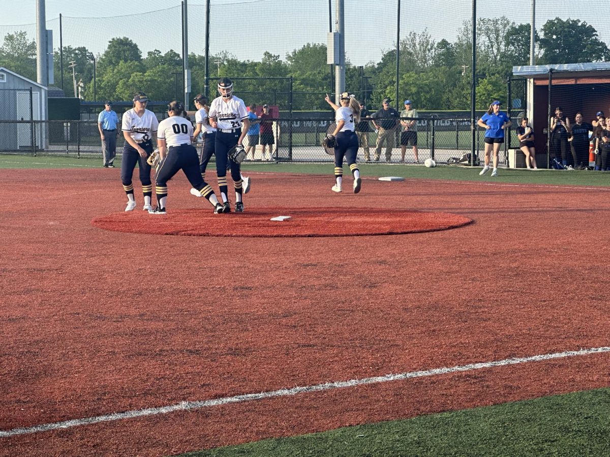 The Terriers closed the game in the 7th inning with a win and a score of 7-1 against South Hunterdon. Seniors Lea Stromenger and Emma Liskowaki agree on what they will miss most about the Del Val Softball Program, “I will miss the team bond and my friends.”