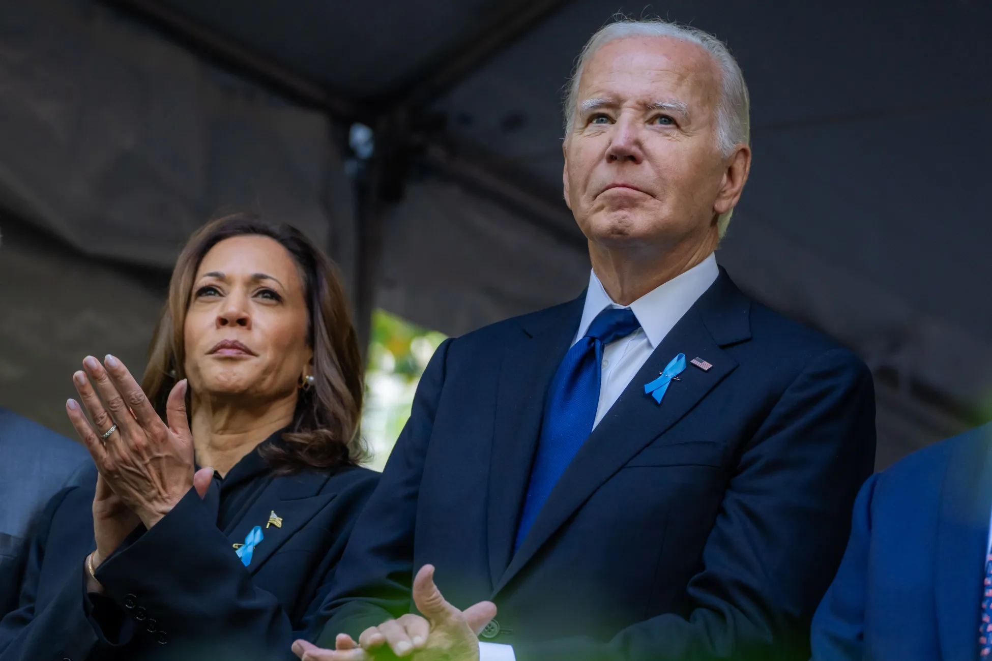 President Biden and Vice President and Democratic Nominee Harris applauding. (photo via https://www.whitehouse.gov)