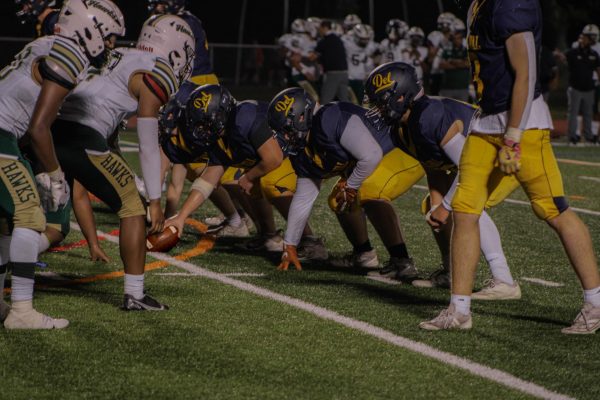 Del Val's football team lines up for another play at Youth Night.