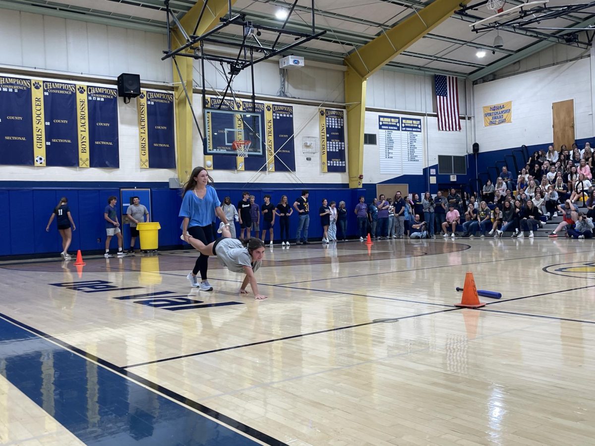 Students in each grade participate in relay races. The event produces healthy competition and school pride.