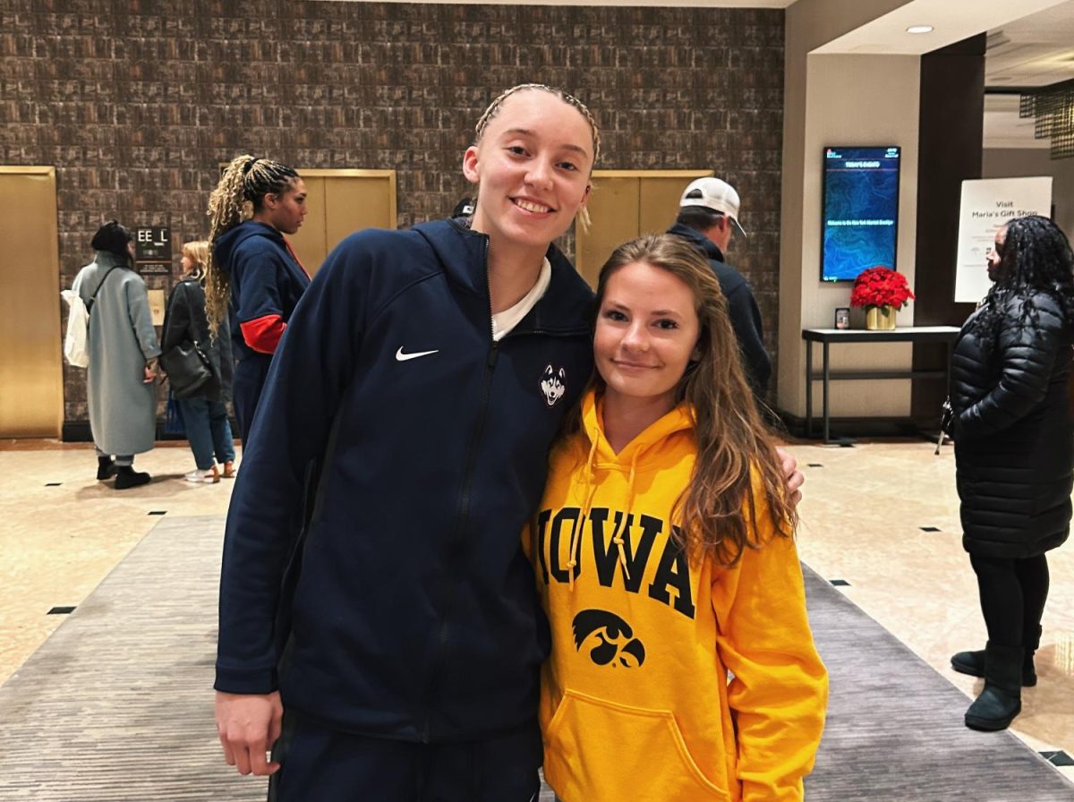 UConn’s star guard, Paige Bueckers, photographed with editor, Maggie Davis.