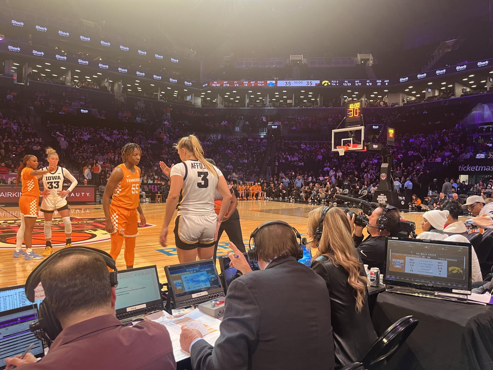 Iowa’s Sydney Affolter inbounds the ball to start the second quarter.