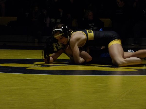 Lydia Bagley wrestling at Del Val’s first ever home girls wrestling match.