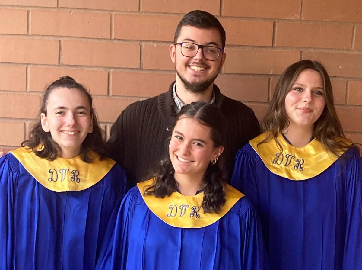 Abigail Drake, Sage Hason and Audrey Larue were selected to perform with Central Jersey Region Choir at Monroe Township High School (Photo via Tanya Drake).