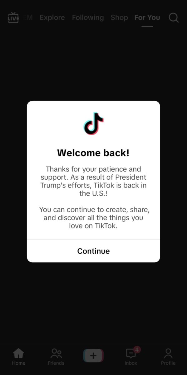 TikTok users were greeted with a message  after  the ban was extended.