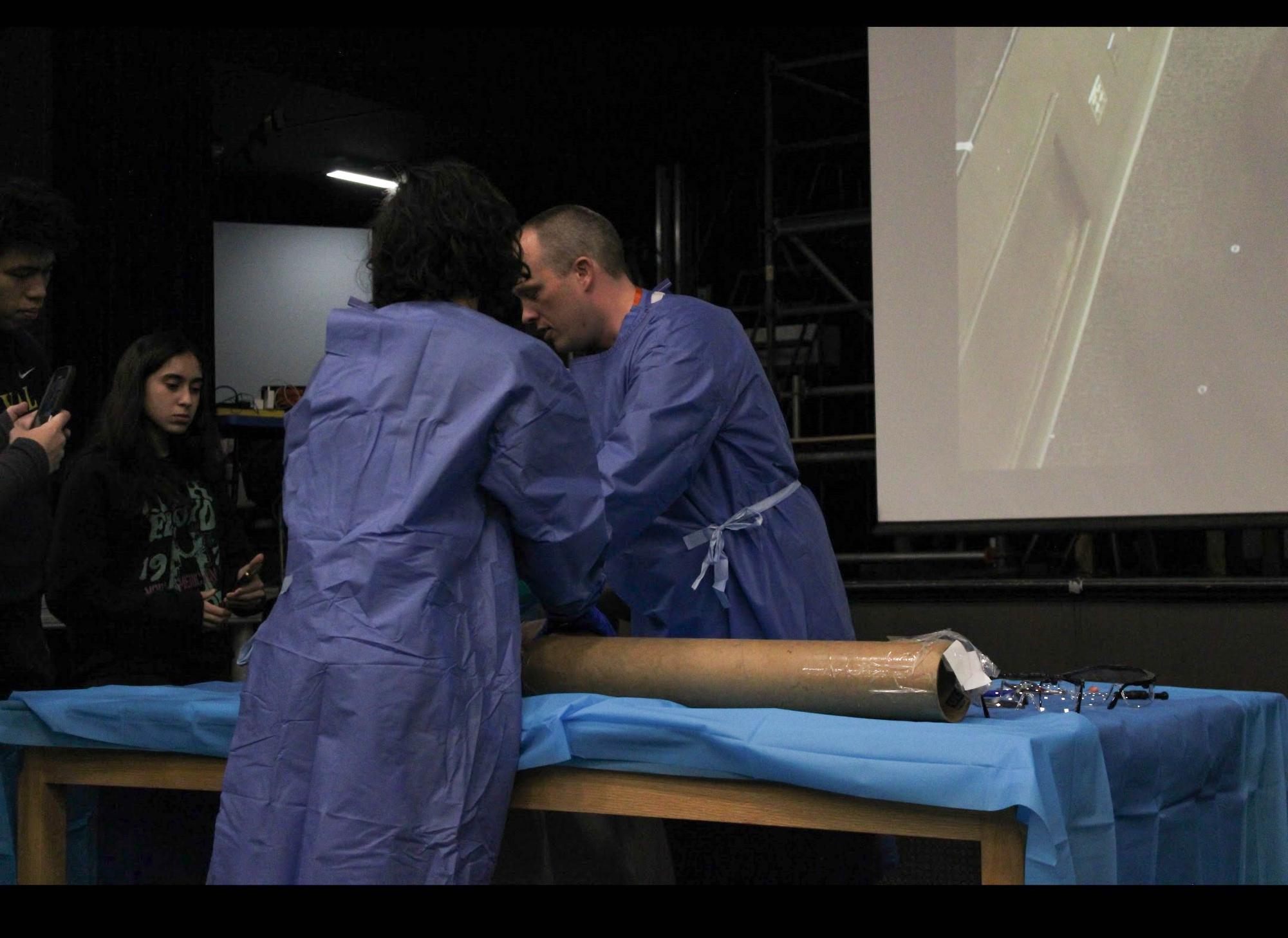 Biomed students dissect cadaver lab