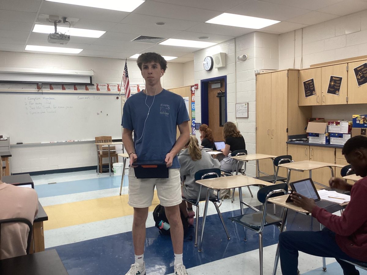 Debate Team member Norbert Hirst III before going on the big stage.