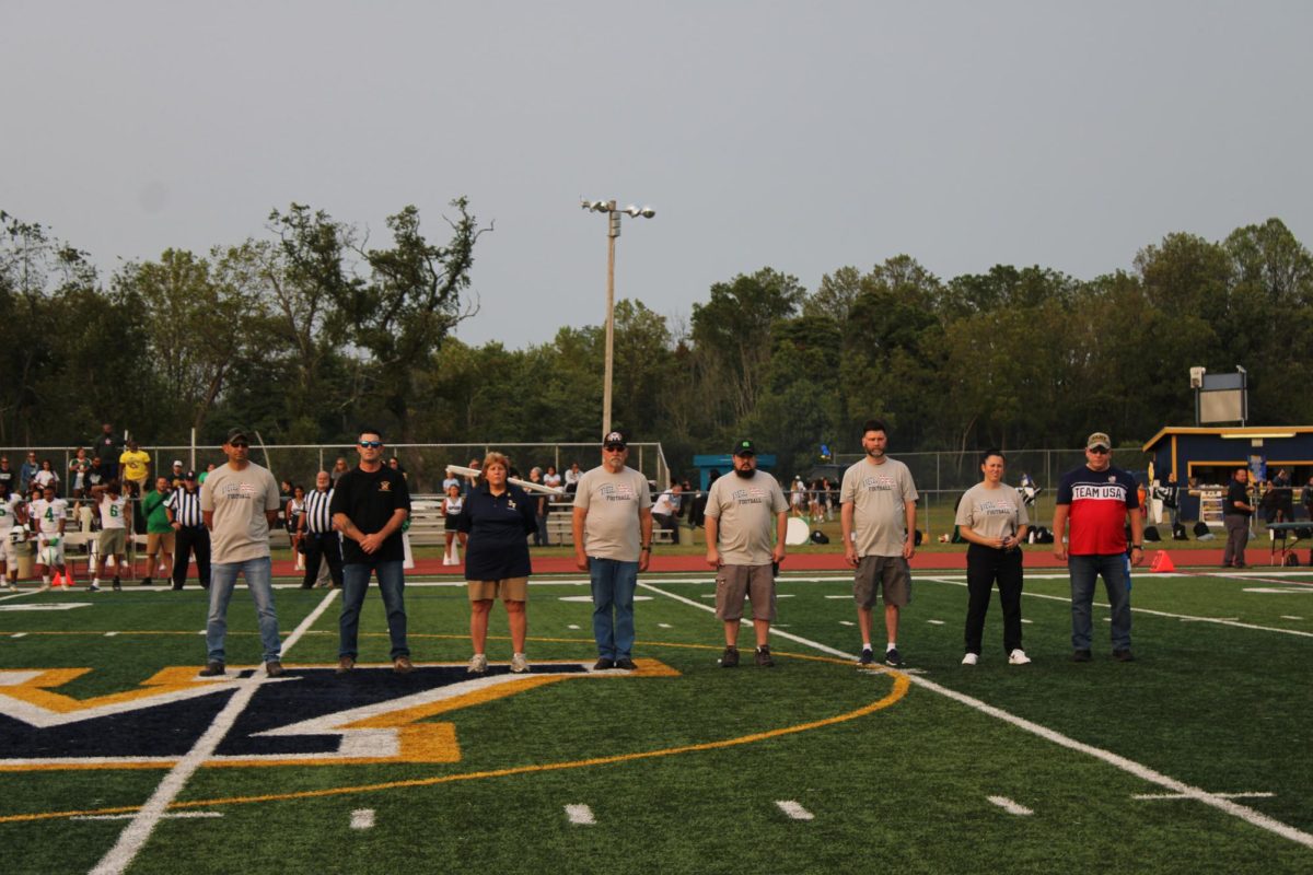 Prior to the game, the audience takes a moment to recognize all of the Del Val staff that served in the military.