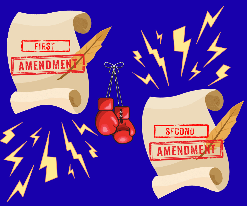 The battle between the first two amendments is a conflict in the U.S. that needs to be resolved.