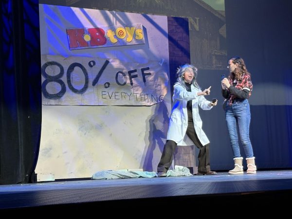 Bella Diaz plays the role of the professor. She delivered a standout performance bringing laughter to the audience. (Photo via Del Val Business Academy)