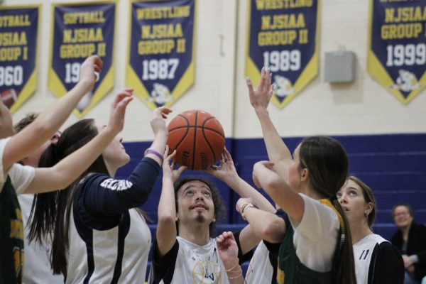 Del Val student Mikey Wojcik shoots at Unified Basketball’s 2025 senior night. The team had a very successful season last year, and is looking forward to another promising season this year.