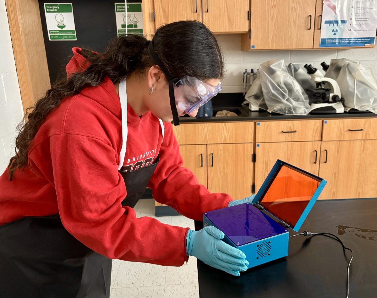 Neha Sethi runs an electrophoresis gel in the biology lab. Sethi’s participation in Del Val’s Biomedical Academy has helped prepare her to make her childhood dream of becoming a dentist a reality.