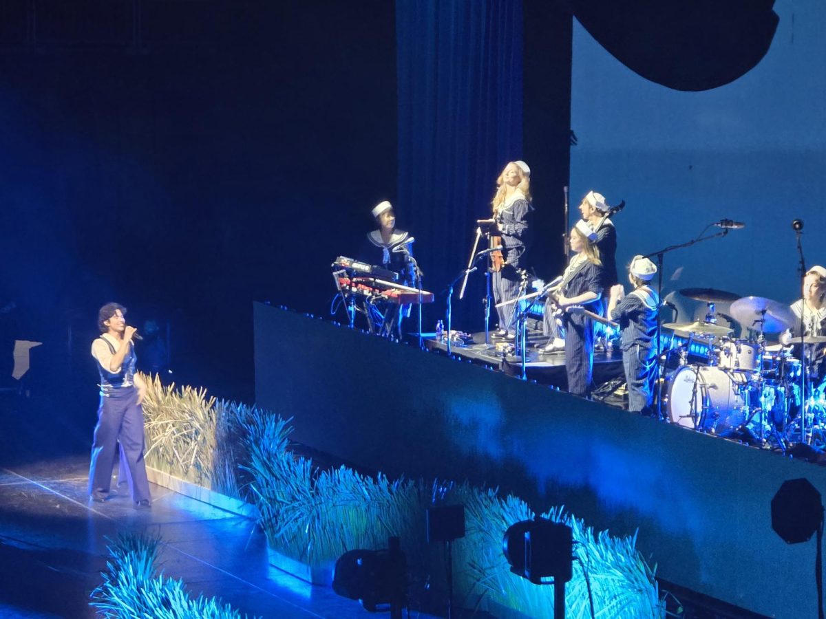 Singer Conan Gray introducing his band during his “Wishbone World Tour” at the Prudential Center. The tour celebrates Gray's fourth album, "Wishbone," released on Aug. 15, 2025.