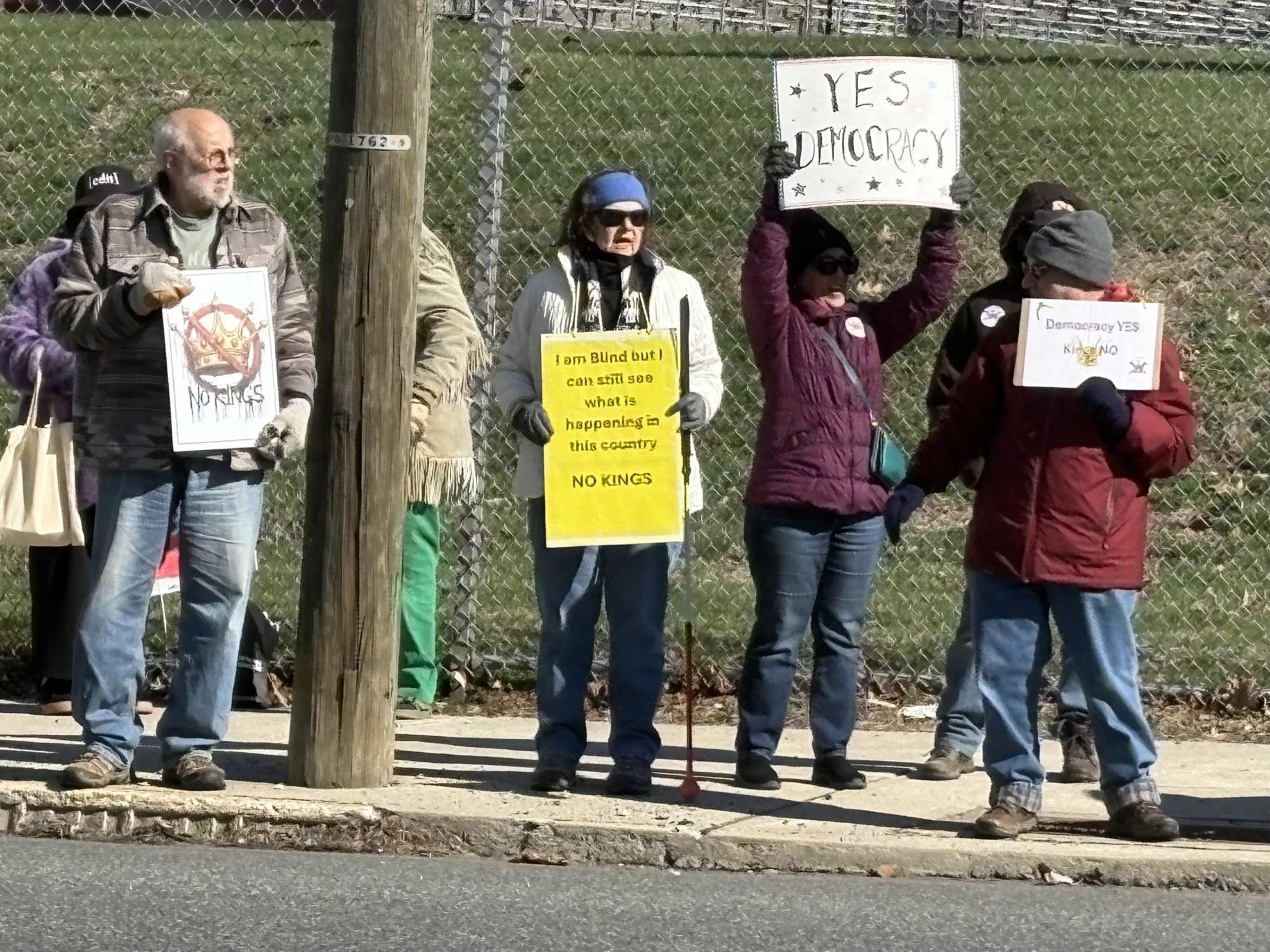 Freshman reporter Amelia Carpenter visited two No Kings protests on Saturday, March 28. While on site, Carpenter spoke with the organizers of the events to learn more about their cause.