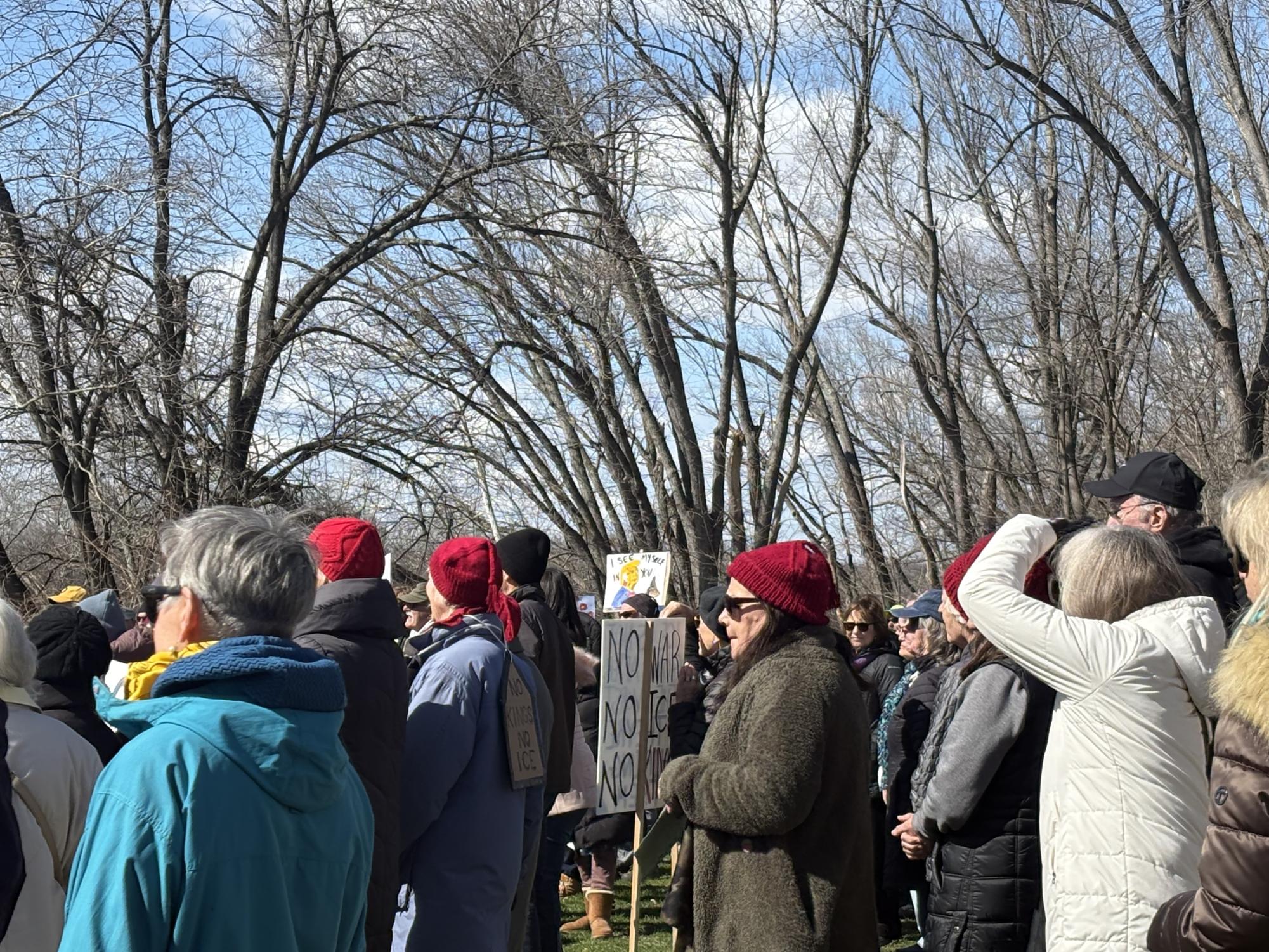Freshman reporter Amelia Carpenter visited two No Kings protests on Saturday, March 28. While on site, Carpenter spoke with the organizers of the events to learn more about their cause.