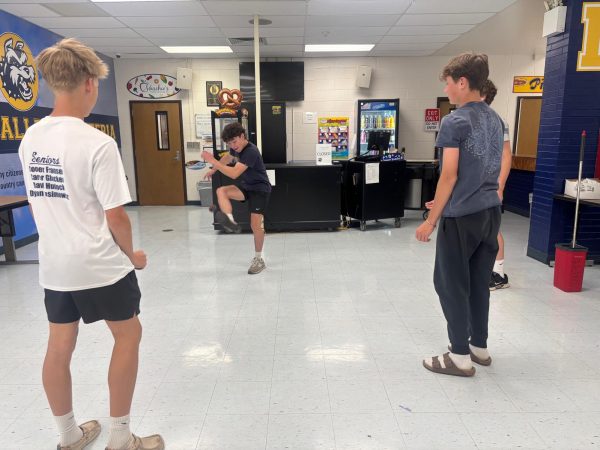 Students play Hacky Sack during their study hall period. Students have been playing during their study halls and unit lunch.