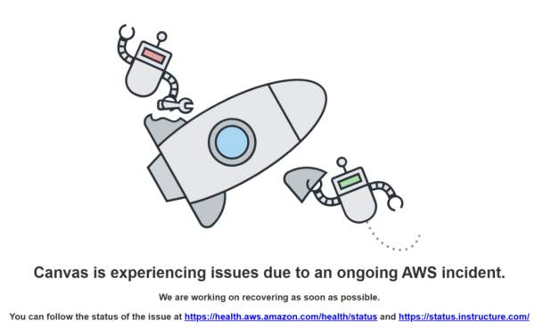 Canvas users were met with a "issues" screen when they logged in during the hacking incident.