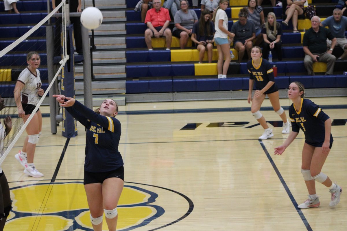 Margaret Simpson playing as a setter in volleyball during the 2026 season.