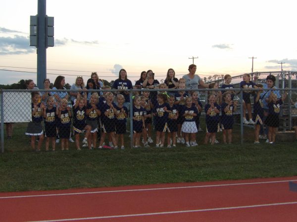 Youth cheer leaders on Youth Night during the 2024 season. Youth Night was played against J. P. Stevens with an outcome of 17-0 with Del Val winning.