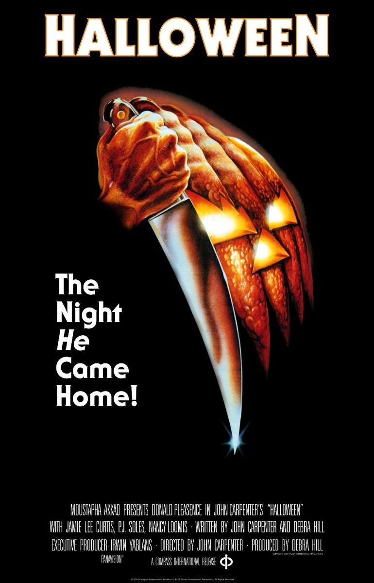 The poster for "Halloween." Institution escapee Michael Myers stalks high schooler Laurie Strode and her friends throughout the film. (Photo via Compass International Pictures)